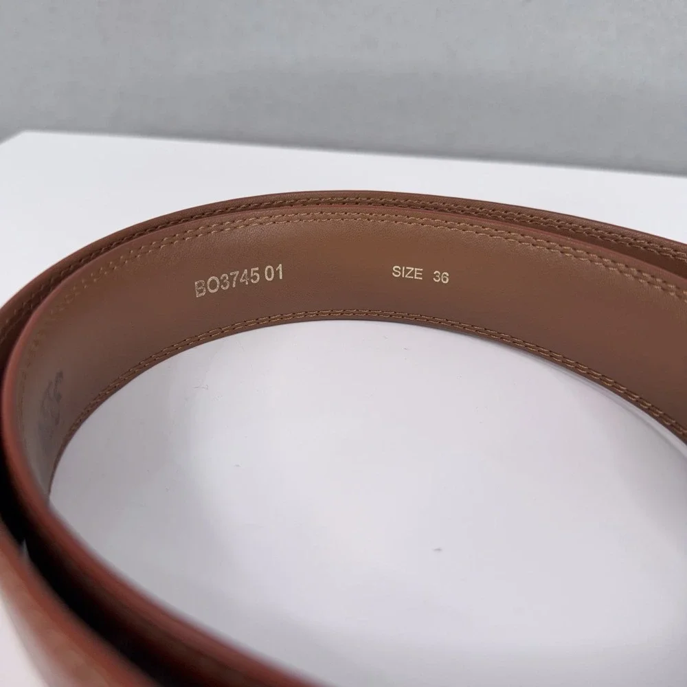 Bosca Leather Belt Mens 36 Brown Classic Dress Professional
